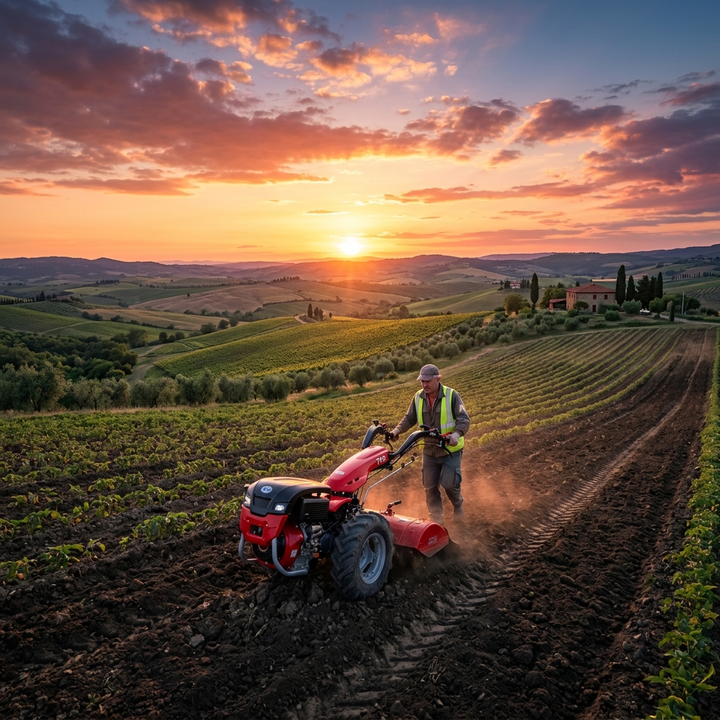 Precision Agricultural Machinery at Sunset